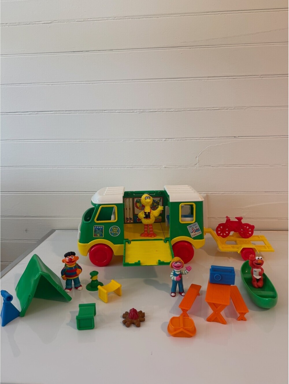 Vintage 1990s Sesame Street Camper Play Set w Accessories & Figures
